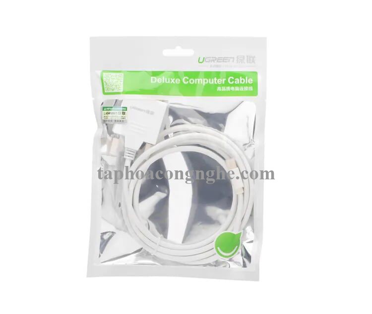 Ugreen 10425 3M Màu Trắng Cáp chuyển đổi Mini DP sang DVI 24 + 1 hỗ trợ phân giải 1080P MD102 30010425